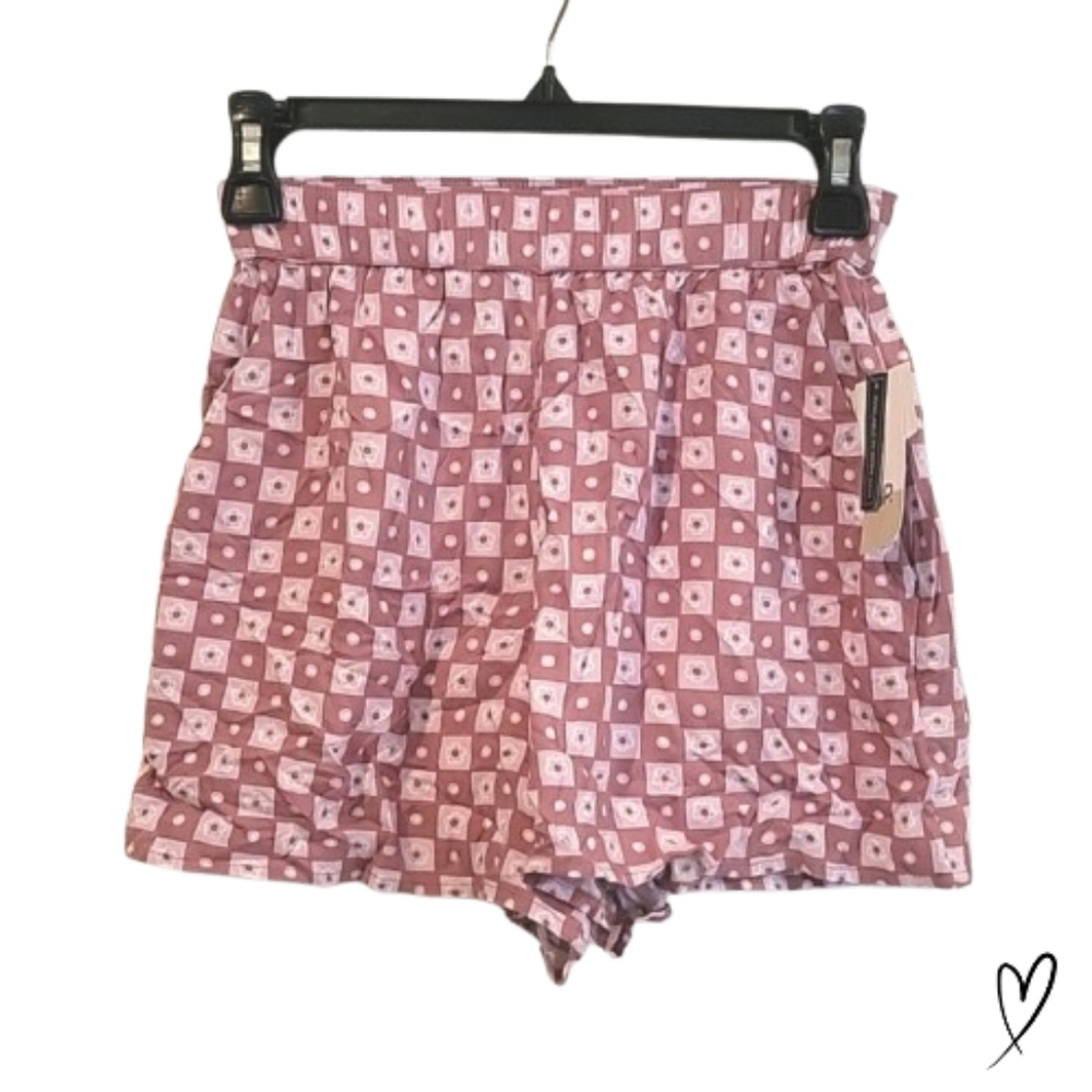 BP. Nordstrom Pull on pocketed Shorts checkered mauve size XXS New!
